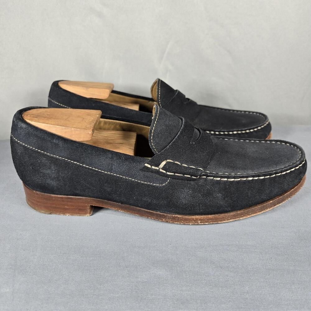 Johnston & Murphy Penny Loafers Mens 9.5 M Black Suede Sheepskin‎ Leather Sole